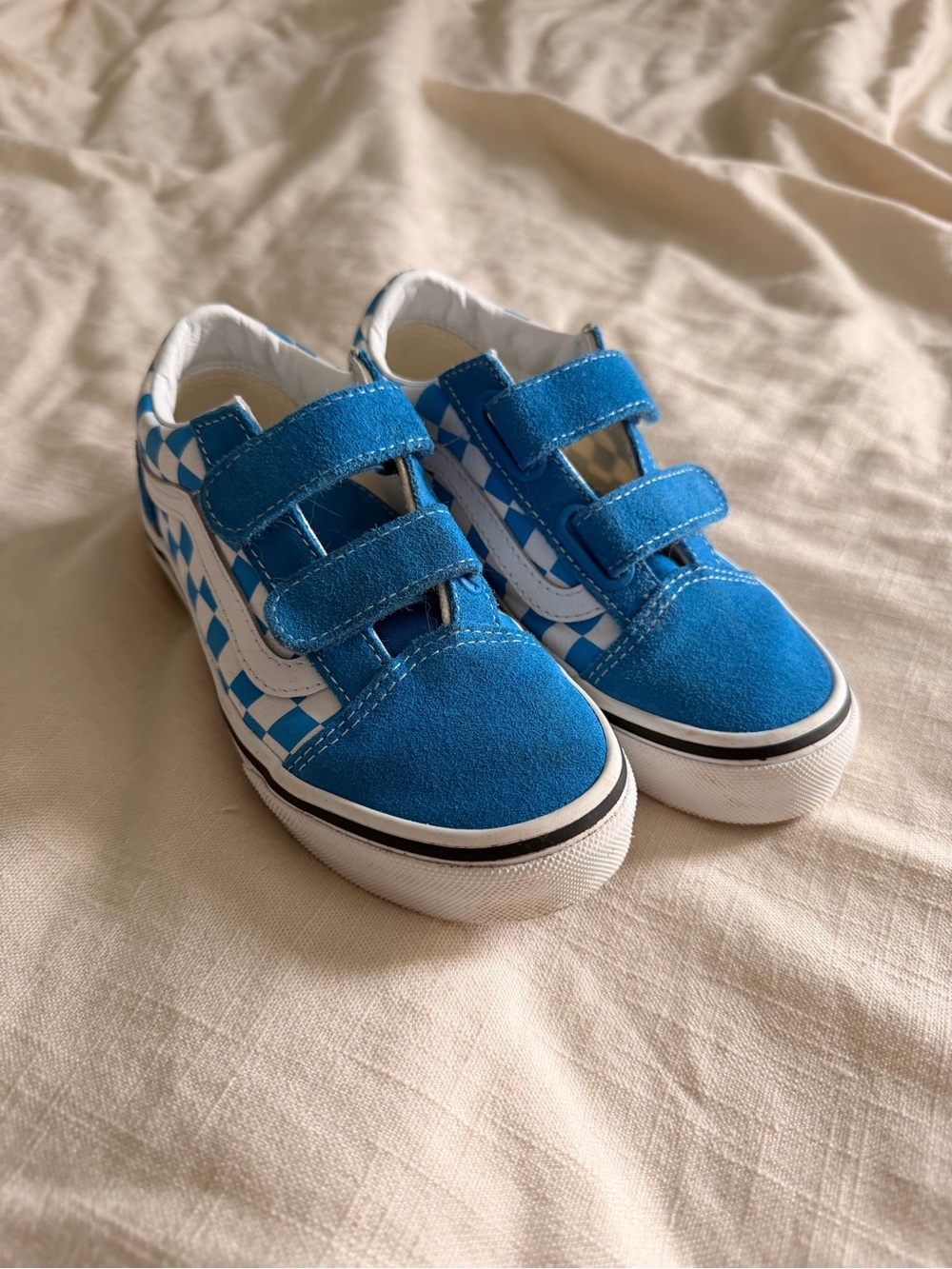 Vans Kids Blue Checkerboard Velcro Sneakers